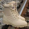 Men's Synthetic Leather Fancy Knee High Boots (Beige SWAT)