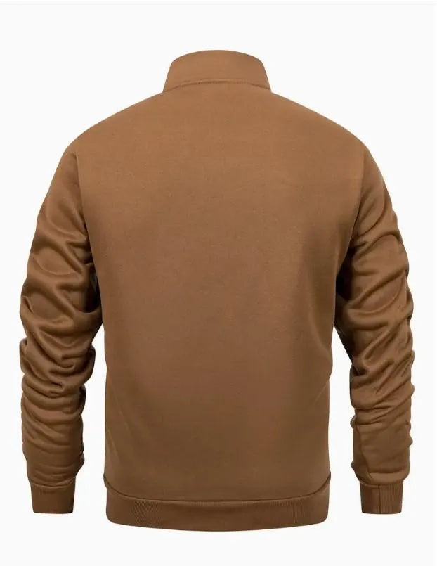 Men Fleece Zipper Track Suit Brown Cozy Warm