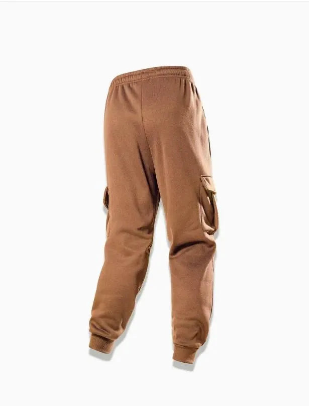 Men Fleece Zipper Track Suit Brown Cozy Warm