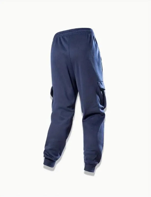Men Fleece Track Suit Blue Zip-Up with Pockets