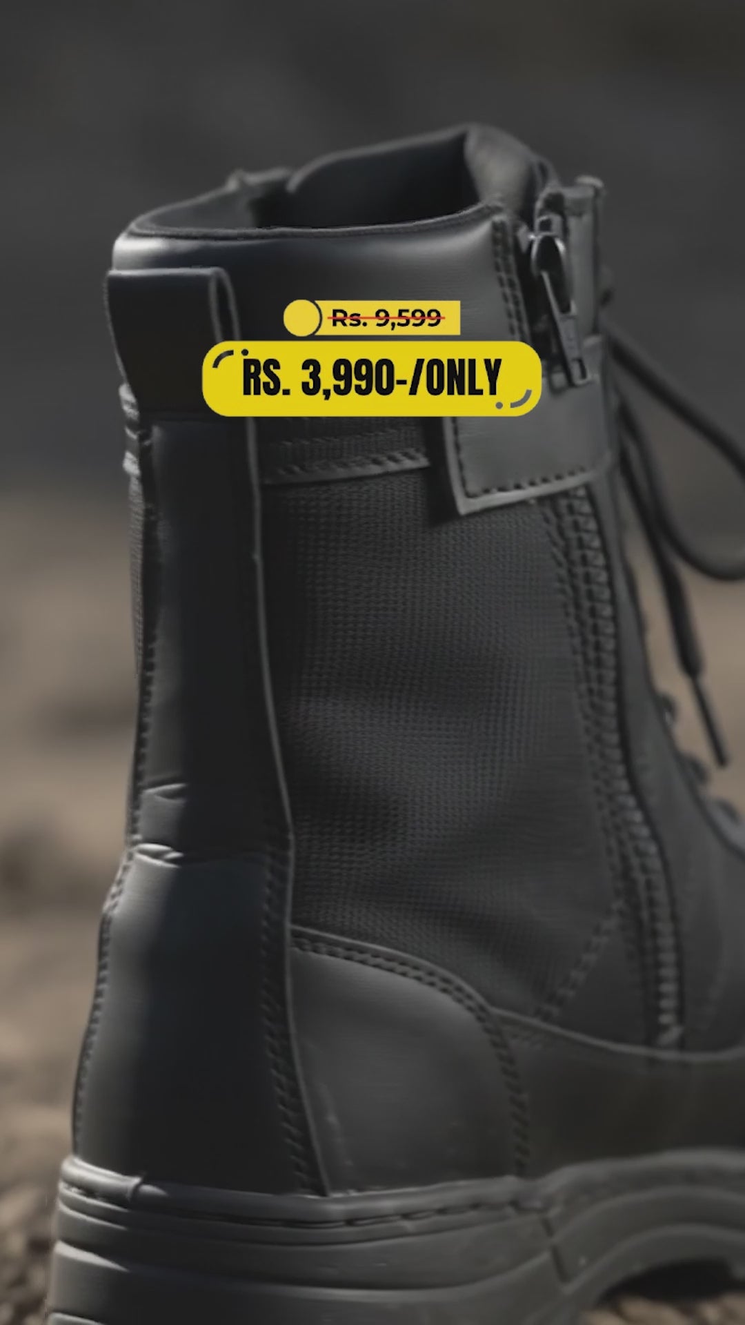 Men's Black Synthetic Leather Army Boots with Ankle Height & Durable Sole